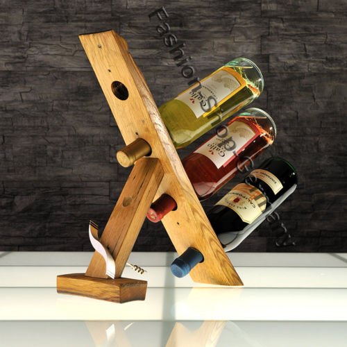 4-er Weinstock, originales Weinregal aus Weinfassdaube für 4 Fl.