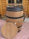 225 Liter Weinfass Regentonne schwarze Ringe aus gebr. Barrique Eichenfass Höhe 90-95cm, Durchmesser 70-73cm Holzfass Wasserfass Regenfass Tonne