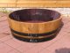 65 Liter Regentonne aus gebrauchtem Burgunder Barrique Eichenfass H.25,D.65cm mit schwarzen Ringen