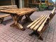 2m FACHWERK - Sitzgruppe Tisch+2xBänke mit Rueckenlehnen FWSGRL2M aus massiven ALT- & Neu-HOLZ FICHTE mit 2m Länge und 100cm Breite Höhe 77cm