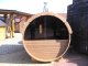 SFF19301 Ø 1,9 m, L 3,0 m, Saunafass, fertig zusammengebaut aus Thermowood mit Halbglass - Panoramawand mit oder ohne 0,6mTerrasse für 6 Personen