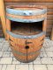 Fasskönigbar mit Fach aus gebrauchtem Barriquefass Eichenfass Holzfass Fassbar Fasstisch Bistrotisch Stehtisch Fasstheke Weinfass