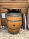 Fassbar-Tisch - Korsika-300L+WR20 aus 300 Liter gebrauchtem Eichenfass mit Weinrgal für 20 Flaschen Holzfass Fass Fasstisch Bistrotisch Stehtisch