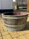 100 Liter Barrique dunkle Eichenfasshälfte mit D.70cm,H.40cm Blumenkübel Eichenfass Holzfass Miniteich Wasserfass Regentonne