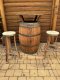 Fasstisch BORDEAUX - Tischplatte D.80 H110cm + 4 Fass-Barhocker-M6