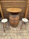 Fasstisch BORDEAUX - Tischplatte D.80 H110cm + 4 Fass-Barhocker-M6