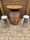 Fasstisch BORDEAUX - Tischplatte D.80 H110cm + 4 Fass-Barhocker-M7