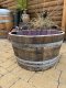 100 Liter Barrique dunkle Chateau - Eichenfasshälfte mit D.70cm,H.40cm Blumenkübel Eichenfass Holzfass Wasserfass Regentonne