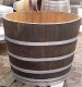 500 Liter gebrauchte Eichenfasshälfte D. ca.110cm, Höhe 80cm. großer Blumenkübel Palmenkübel