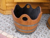 WELLE100L Pflanzenkübel Fasskübel Miniteich Eichenfasshälfte