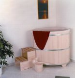 AL221 Saunatauchbecken oval 115x75cm H.100cm mit Kunstoffeinsatz + Kunsstoffdeckel