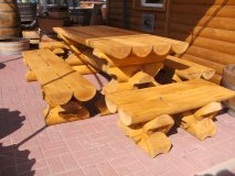 2m Sitzbank ohne Rückenlehne 2M-RBSB aus massiven Rundbohlen mit 20cm Durchmesser mit 2m Länge