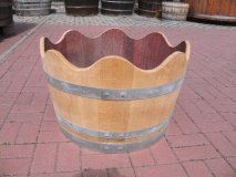 WELLE-Light 100L Pflanzenkübel Fasskübel Miniteich Eichenfasshälfte