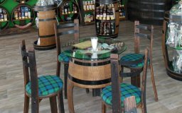 Fassbarontisch mit Tischplatte nach Wunsch aus 225/300 Liter gebrauchtem Eichenfass Fasstisch Weinfass