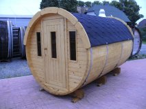 SFF19301 Ø 1,9 m, L 3,0 m, Saunafass, als Bausatz / fertig zusammengebaut aus Fichte mit oder ohne 0,6mTerrasse für 6 Personen
