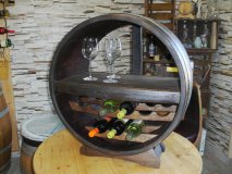 Bacchus-MWR-Deluxe Weinregal für bis zu 34Fl. aus massivem Eichenholzfass mit Zwieschenboden und Weinregaleinsatz