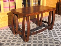 Office Fasstisch Bodega aus massivem Eichenholz mit original Fassdaubenfüßen