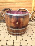 170 Liter Blumenkübel Miniteich Pflanzkübel Fassregentonne aus gebr. Eichenfass mit Tragegriffen und vom Außen eingeölt