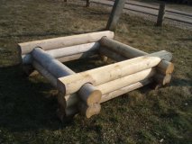 Sandkasten 120x120cm aus 16cm Rundbohlenholz Kinder Spielkasten Kinderspiel