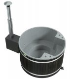 Comfort Family M neues rundes Badefass mit Kunststoffeinsatz und mit Außenofen für 4-6 Personen