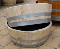 35 Liter neue Kastanienholzfass Fassabschnitt mit D.50cm, Höhe 25cm Pflanzenschale Blumenkübel