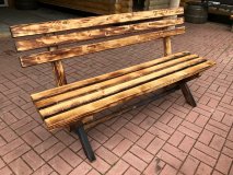 2 x 2m FACHWERK - Sitzbank mit Rückenlehne FWSB+RL-2M aus massiven ALT- & Neu-HOLZ FICHTE mit 2m Länge und 100cm Breite Höhe 77cm