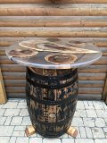 Einmaliges Einzelnstück 190 Liter Bourbon Whisky - Fasstisch mit D.100cm Kunst - Tischplatte Whiskyfass Eichenfass Sthetisch Bistrotisch Tisch
