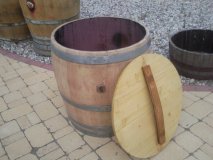 240 Liter mittel-helles Weinfass Regentonne H. 70cm aus gebrauchtem Eichenfass Miniteich Blumenkübel Pflanzkübel