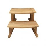 Rundtreppe STEP-A mit zwei Stufen Badefass Einstiegstreppe aus Thermowood erweiterbar