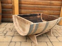 30 Liter quer neue Kastanienfasshälfte mit Maßen 63x45cm und Gesamt-höhe ca. 30cm