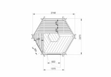 SKF045 4,5m2 Saunakota ohne Vorraum mit großem Saunaraum, Fichte für ca. 5-6 Personen