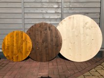 Tischplatte mit 40cm bis 90cm Durchmesser und 3cm Stärke aus 3-Schicht-Fichtenleinholz