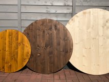Tischplatte mit 100cm bis 120cm Durchmesser und 3cm Stärke aus 3-Schicht-Fichtenleinholz