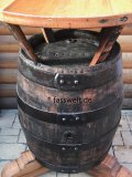 Einmaliges Einzelnstück massiver Bierfasstisch-Rustika Tischplatte D.83cm, Gesamthöhe 110cm