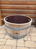 100L Weinfass Eichenfasshälfte mit Seilgriffen mit D.70cm,H.40cm Blumenkübel Pflanzkübel