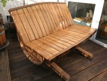 Fasssitzbank - MAXI aus massivem gebrauchten Eichenholzfass