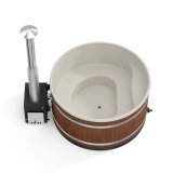 Comfort Family L neues rundes Badefass mir D. 200cm mit Kunststoffeinsatz und mit Außenofen für 6-8 Personen