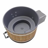 Premium Steady M Flow mit Water Jets (Wassertherapiedüsen) inklusive 3KW-Elektroheizung + optional Holz - Außenofen neues rundes Badefass mit Kunststoffeinsatz