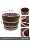 115 Liter Barrique dunkle Eichenfasshälfte mit D.70cm,H.45-47cm Blumenkübel Eichenfass Holzfass Miniteich Wasserfass Regentonne