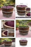 115 Liter Barrique dunkle Eichenfasshälfte mit D.70cm,H.45-47cm Blumenkübel Eichenfass Holzfass Miniteich Wasserfass Regentonne