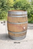 225 Liter Weinfass Regentonne aus gebrauchtem Barrique Eichenfass Höhe ca.90-95cm, Durchmesser ca.70-73cm Regenfass Wasserfass Tonne