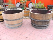 110 L - 500 L Fassabschnitt / Fasshälfte - KONFIGURATOR - mit D.70-100cm,H.45-80cm Blumenkübel Eichenfass Holzfass Miniteich Wasserfass Regentonne