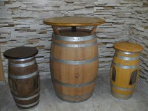 Fasstisch - BORDEAUX, Tischplatte D.80cm, H.110-115cm