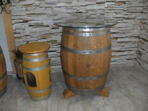 Glas Fasstisch-Rustika Tischplatte D.80cm, Gesamthöhe 110-/115cm