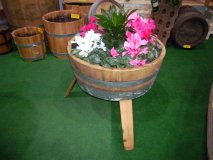 65 Liter Hochbeet - Blumenkübel, GesamtH.ca.57cm, H.25cm, D.65cm Pflanzschale Miniteich Eichenfass Holzfass