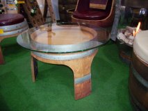 Fasstisch - REGENT mit Glas - Tischplatte Höhe 45cm. Fass Eichenfass Weinfass Tisch Sitztisch