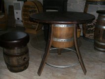 Fasstisch RUSTIKA-K H. 72cm mit 80cm runder Tischplatte, Weinfas