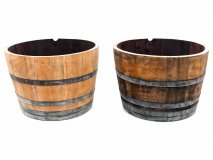 115 Liter Barrique Eichenfasshälfte mit D.70cm,H.45-47cm Blumenkübel Eichenfass Holzfass Miniteich Wasserfass Regentonne