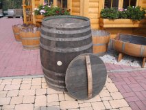 300 L Weinfass Regentonne - Dunkel aus gebr. Eichenfass + Deckel Wasserfass Regenfass Tonne Miniteich