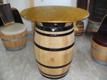 Fasstisch - BORDEAUX - DELUXE Tischplatte. D.100cm, H.110-115cm Fass Weinfass Eichenfass Stehtisch Bistrotisch Stehtisch Biergartentisch